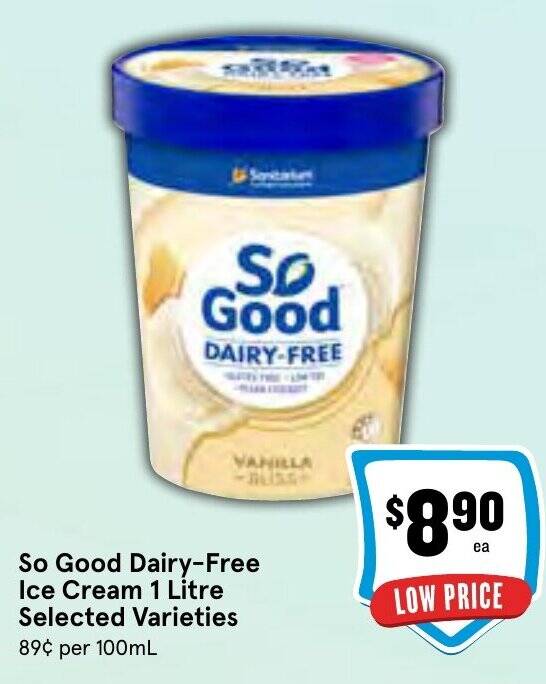 So Good DairyFree Ice Cream 1 Litre Selected Varieties offer at IGA