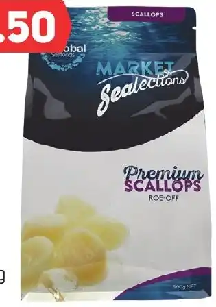 Foodland Global Seafoods Premium Scallops Roe-Off 500g offer