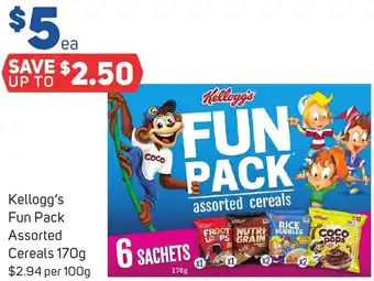 Foodland Kellogg's Fun Pack Assorted Cereals 170g offer