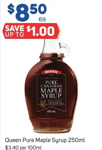 Foodland Queen Pure Maple Syrup 250ml offer