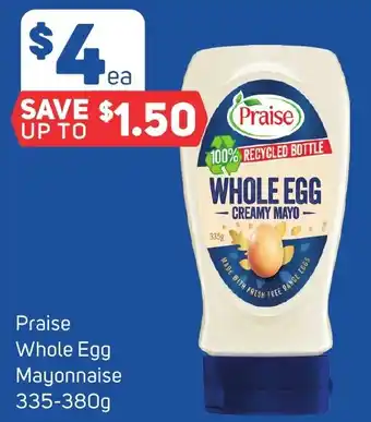 Foodland Praise Whole Egg Mayonnaise 335-380g offer