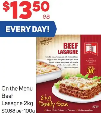 Foodland On the Menu Beef Lasagne 2kg offer