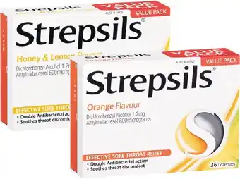 Woolworths Strepsils Double Antibacterial Soothing Throat Lozenge Honey & Lemon or Orange Pk 36# offer