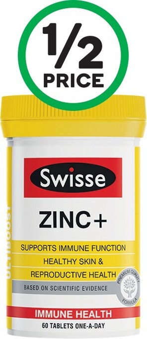 Woolworths Swisse Ultiboost Zinc+ Tablets Pk 60^ offer