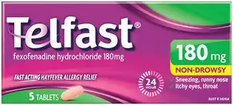 Woolworths Telfast Hayfever Relief 180mg Pk 5# offer