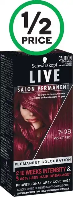 Woolworths Schwarzkopf Live Salon Hair Colour offer