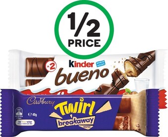 Woolworths Cadbury Medium Bars 30-60g or Kinder Bueno 39-43g offer