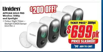 The Good Guys Uniden Appcam SOLO Pro Wirefree 1080p and Spotlight offer