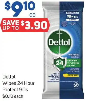 Foodland Dettol Wipes 24 Hour Protect 90s offer