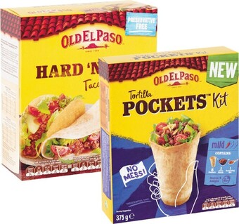 Woolworths Old El Paso Tortilla Pockets Kit 375g, Stand u2018N Stuff Kits 275-350g or Standard Taco Kits 355-520g offer