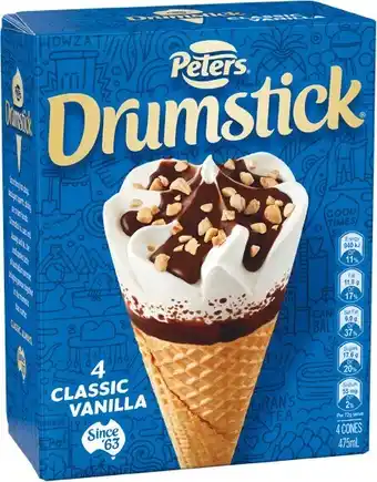 Peters Drumstick 475-490ml Pk 4/6 u2013 Excludes Drumstick Vegan u2013 From the Freezer