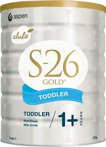 Woolworths S-26 Gold Alula Toddler Stage 3 or Junior Stage 4 Baby Formula 900g u2013 Limit 2 per Customer offer