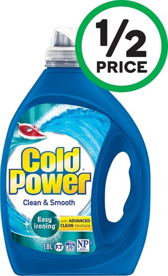 Woolworths Cold Power Advanced Laundry Liquid 1.8-2 Litre or Powder 1.8-2 kg offer