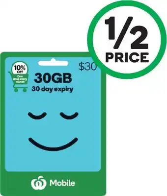 Woolworths Woolworths Mobile 30GB* offer