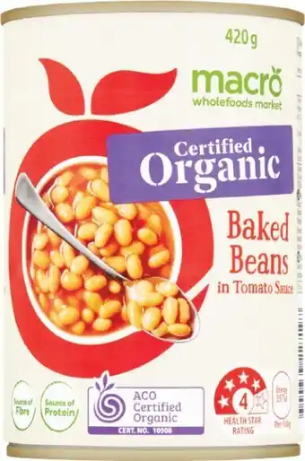 Woolworths Macro Organic Baked Beans 420g offer