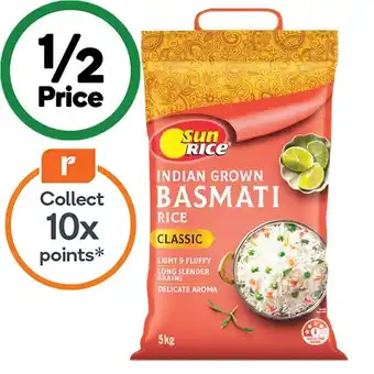 Woolworths Sunrice indian grown basmati rice classic 5 kg offer