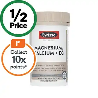 Woolworths Swisse ultiboost magnesium, calcium + d3 tablets pk 120 offer