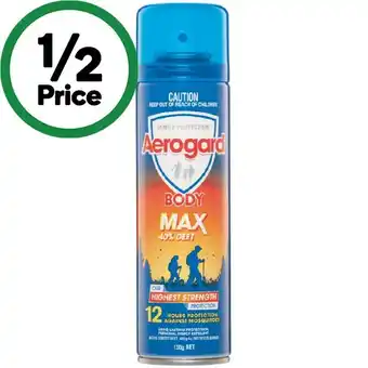 Woolworths Aerogard 40% deet aerosol insect repellent 150g offer