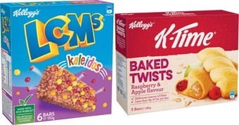 Coles Kelloggu2019s LCMs 132g-138g, K-Time 150g-185g or Nutri-Grain Bars 144g offer