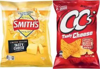 Coles Smith&#039;s Crinkle Cut Potato Chips 150g-170g or CC&#039;s Corn Chips 175g offer