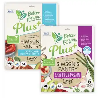 Coles Simson's better for you wraps 420g offer