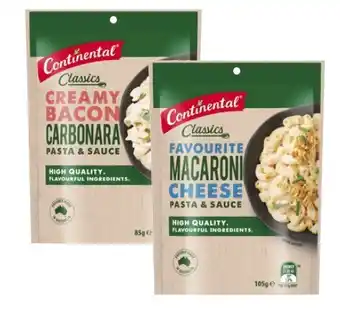 Coles Continental pasta & sauce or rice 85g-125g offer