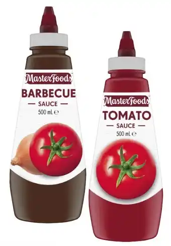 Coles Masterfoods squeeze tomato or barbecue sauce 475ml-500ml offer