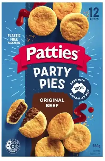 Coles Patties party meat pies 12 pack 560g offer