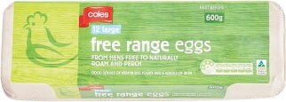Coles Coles Australian Free Range Eggs 12 Pack 600g offer