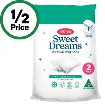 Woolworths Tontine sweet dreams anti-bacterial pillow pk 2 offer