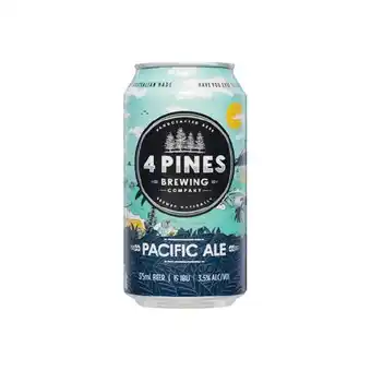 Woolworths 4 pines pacific ale cans 18x375ml offer