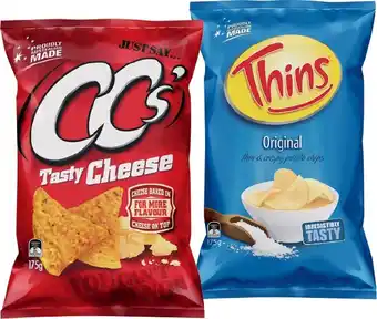 IGA Cc's corn chips or thins chips 110-175g offer