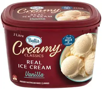 IGA Bulla creamy classics ice cream 2 litre offer