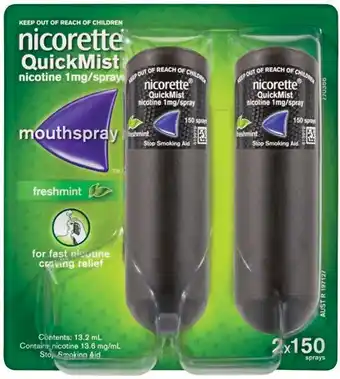 Nicorette quickmist mouthspray freshmint 2 x 150 sprays