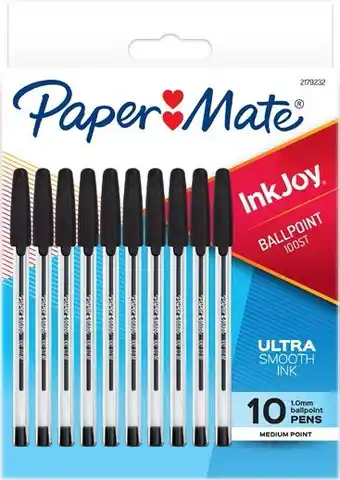 Paper mate 10-pack inkjoy capped ballpoint pens - black