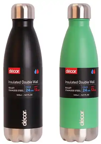 Décor double wall stainless steel bullet bottles 500ml