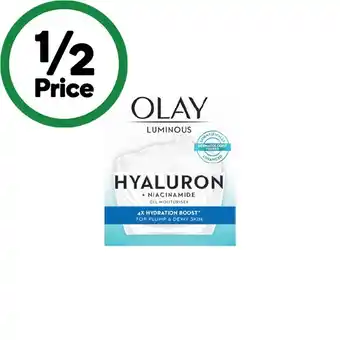 Woolworths Olay luminous hyaluron + niacinamide gel moisturiser 50g offer