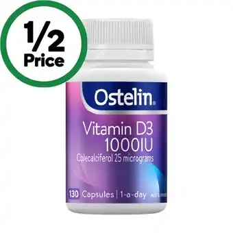 Woolworths Ostelin vitamin d 1000iu d3 capsules pk 130 offer