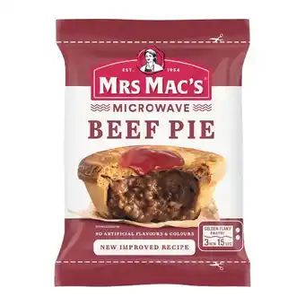 Woolworths Mrs mac’s microwave pies or sausage rolls 140-175g offer