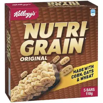 Woolworths Kellogg’s nutri grain bars 110g pk 5 offer
