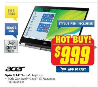 The Good Guys Acer Spin 3 14" 2-in-1 Laptop offer