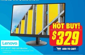 The Good Guys Lenovo - D27-30 27" FHD LED Monitor offer