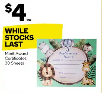Woolworths Merit Award Certificates 30 Sheets offer