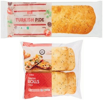 Coles Coles Turkish Pide 400g or Rolls 4 Pack offer