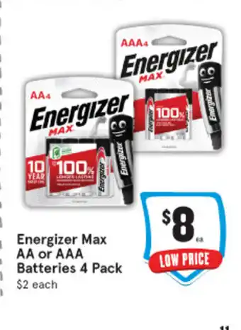 IGA Energizer Max AA or AAA Batteries offer