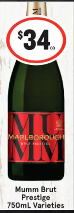 IGA Mumm Brut Prestige 750mL Varieties offer