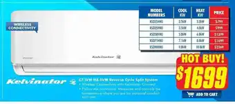 The Good Guys Kelvinator 2 - C7.1kW H8.0kW Reverse Cycle Split System offer