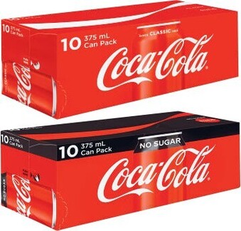 Coles Coca-Cola, Fanta or Sprite Soft Drink 10x375mL offer