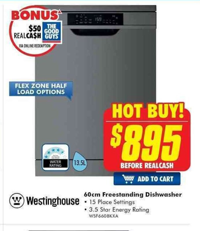 Westinghouse 60cm Freestanding Dishwasher offer at The Good Guys