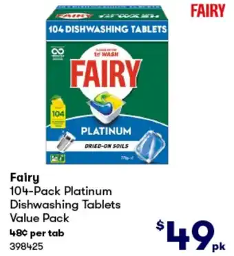 BIG W Fairy 104 DISHWASHING TABLETS offer